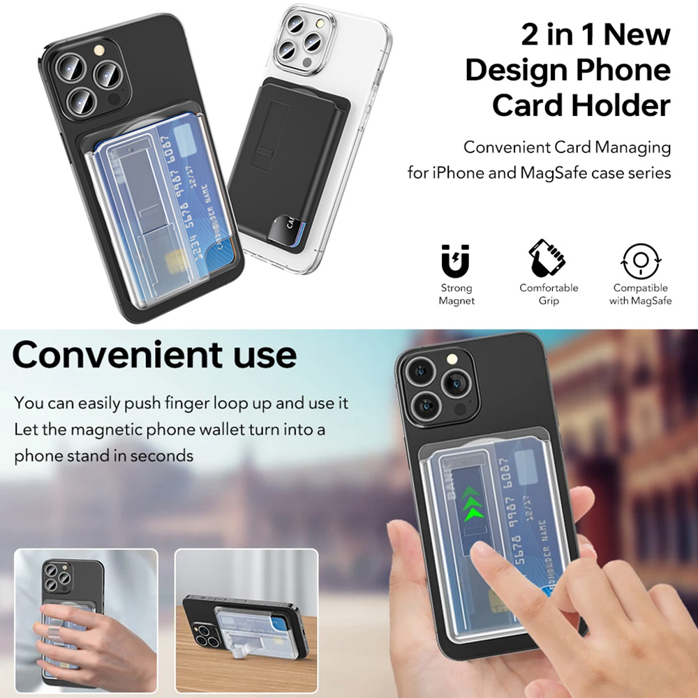 Cartera magnética para Magsafe para iPhone 15 14 13 con tarjetero de agarre, soporte para teléfono 99% con soporte para teléfono, accesorios para bolsa