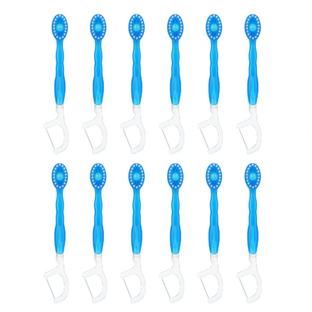 12 pezzi spazzolino usa e getta con dentifricio filo interdentale pick lingua raschietto mini spazzolino preincollato filo interdentale strumenti per l'igiene orale: Altri