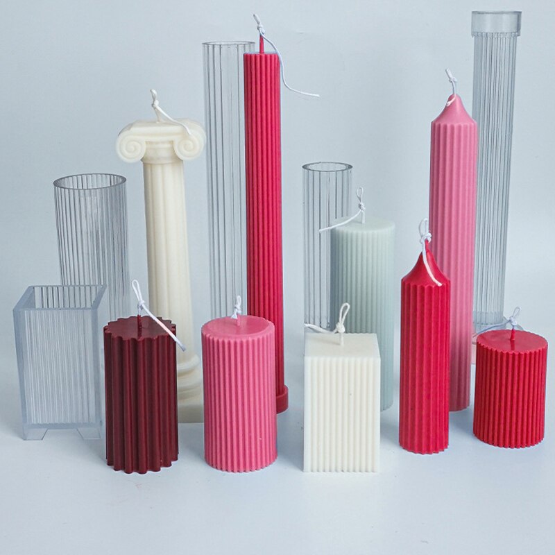 Stampi per candele a stelo lungo a strisce verticali a colonna a spirale fai-da-te stampo per candele in silicone geometrico per decorazioni romantiche per matrimoni a casa
