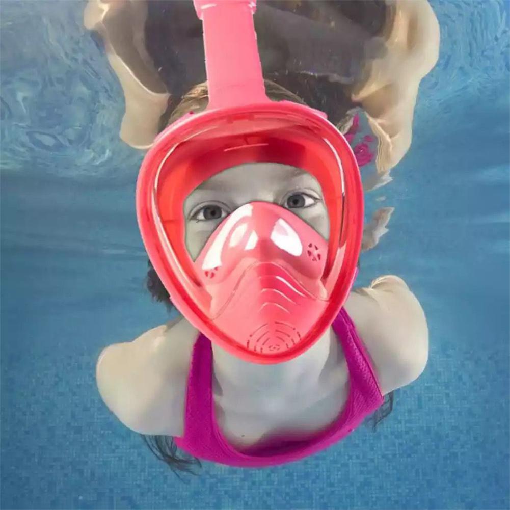 Kids Full Face Diving Mask Scuba Anti-fogging Underwater Full Face Snorkel Scuba Mask Swimming Gear Water Sports Children Diving