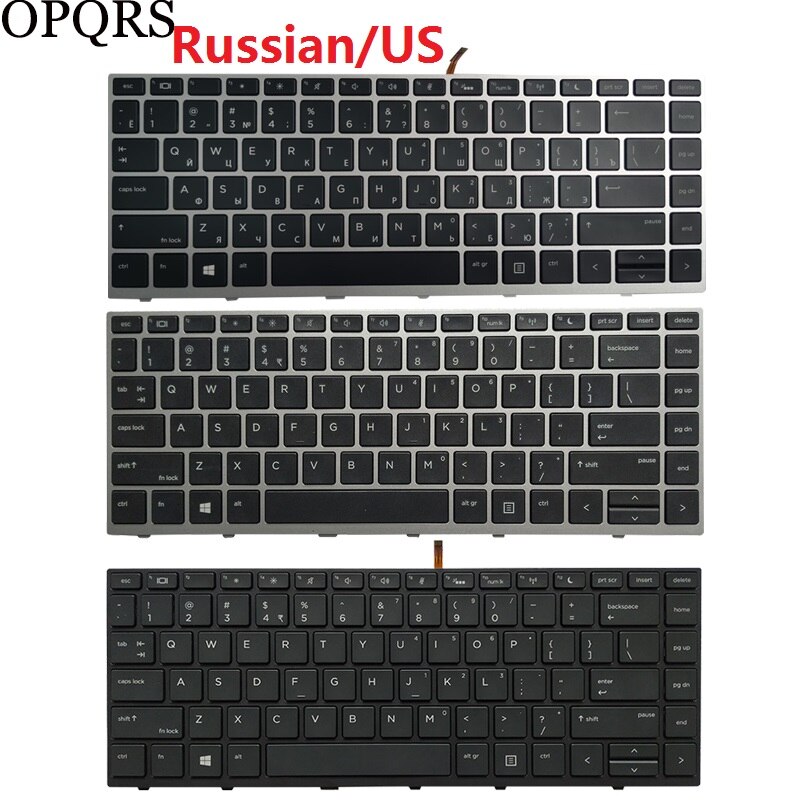 Russian RU/US laptop Keyboard for HP Probook 640 G4 645 G4 645 G5 430 G5 440 G5 445 G5 black silver frame