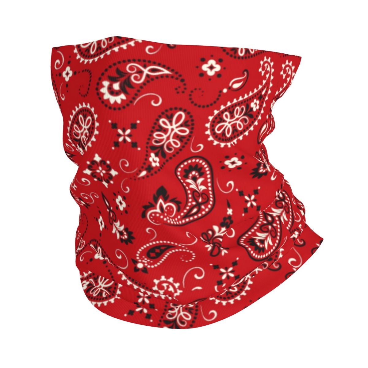 Custom Black Bandana Pattern Bandana Neck Gaiter for Hiking Cycling Women Men Wrap Scarf Paisley Style Headband Warmer: GRAY