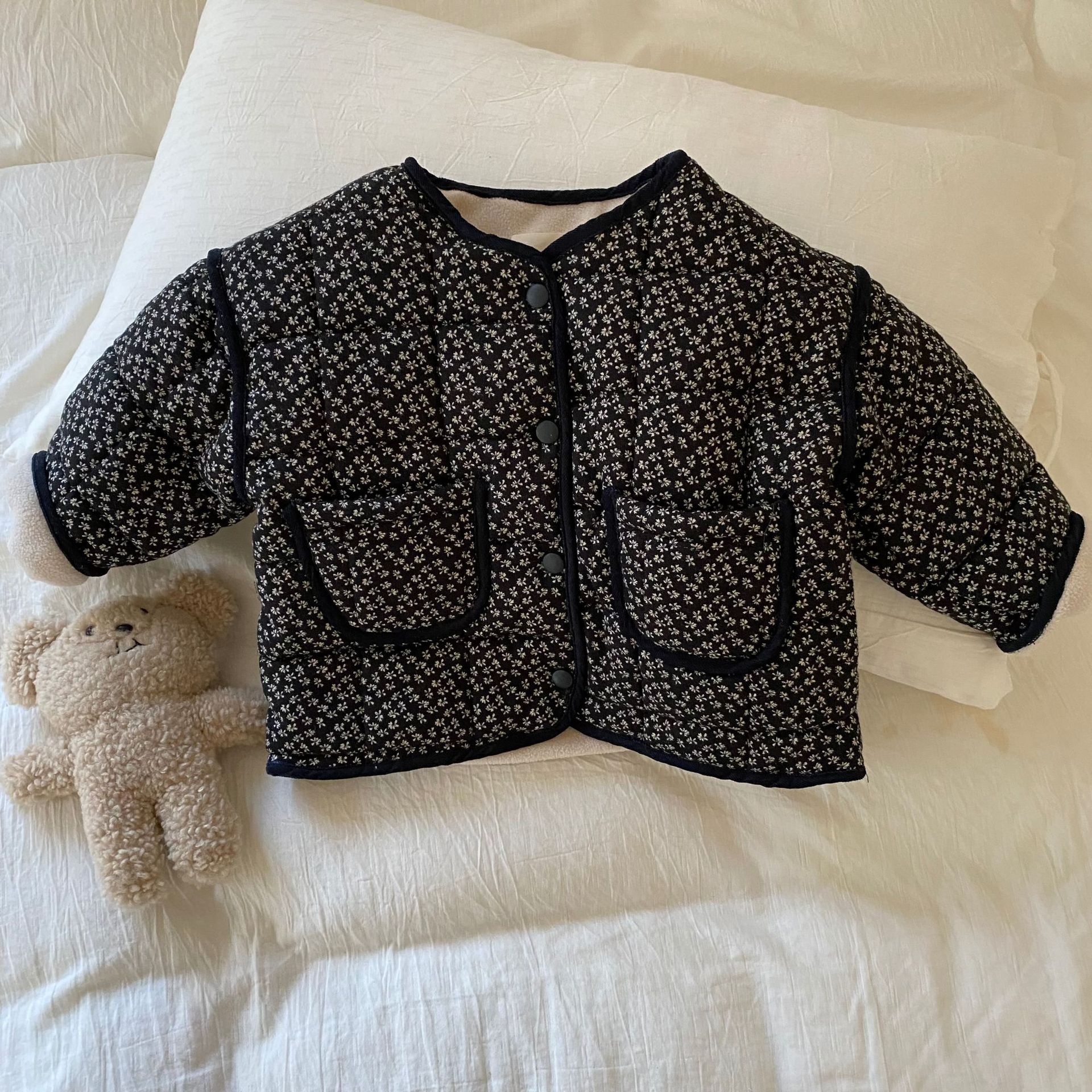 Stile coreano 2021 nuovi bambini invernali bambini cappotti imbottiti in cotone retrò addensare giacche calde capispalla Casual per bambini Unisex: Black / 3T