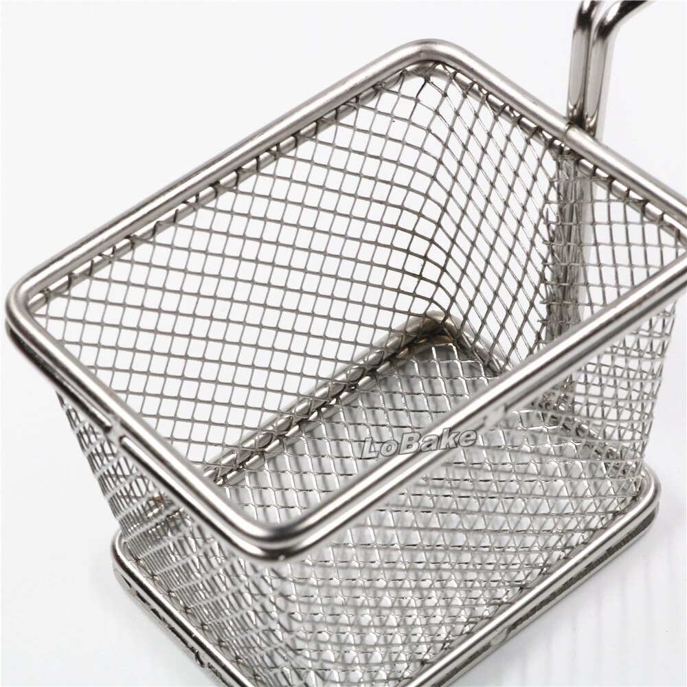 10*8cm rectangle Stainless steel with aluminium frying potato chip chicken dumplings basket oil sieve for cooking tools