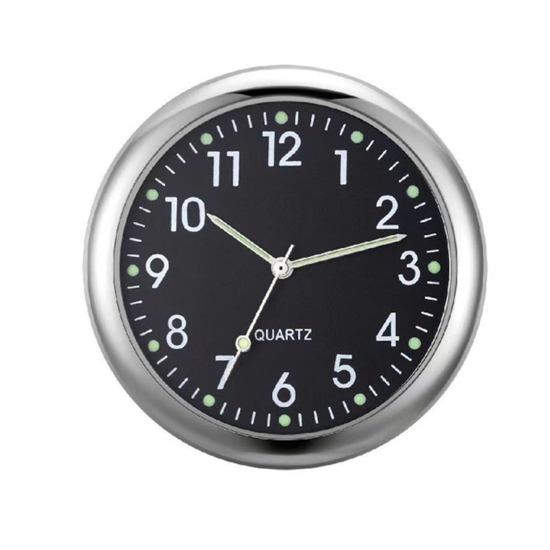 Automobil Uhr Armaturenbrett Auto Uhr Innen Dekor Tragbare Mini Uhr Dekoration Leuchtende Analog Uhr Ornamente Für Autos: Silber