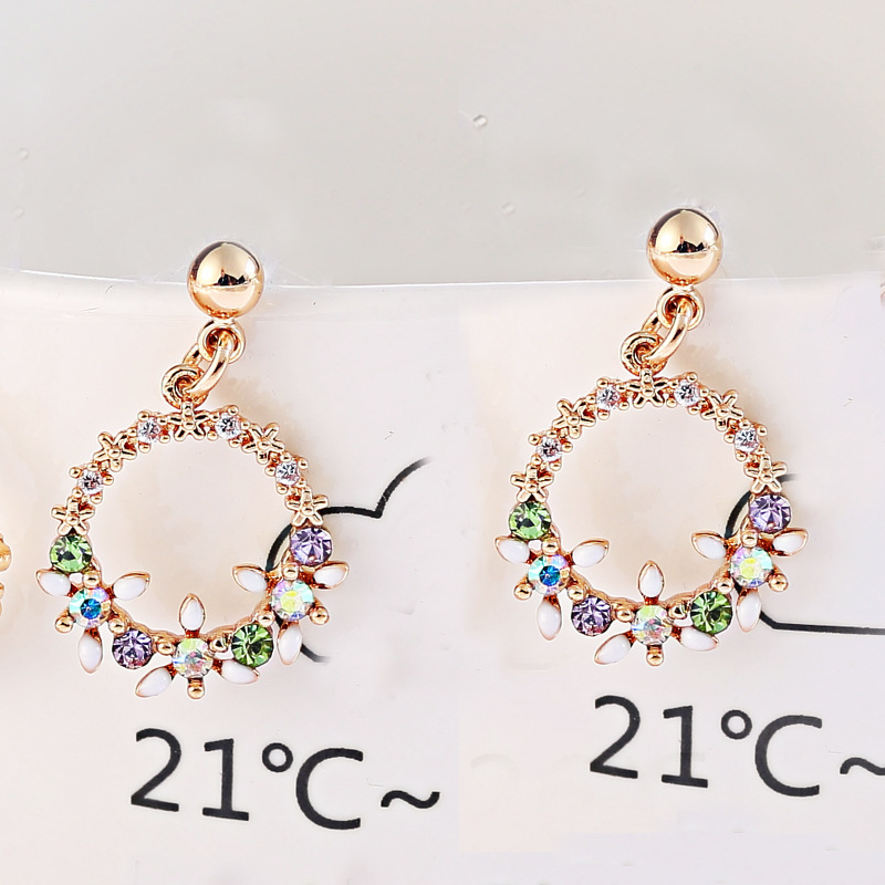 #39 dame luksus dingle klips på øredobber ingen gjennomhullet cubic zircon geometrisk rund form øreklips