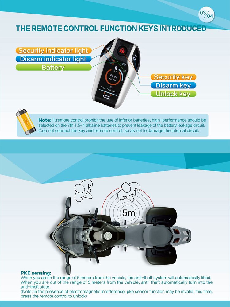 Remote Engine Start Motorfiets Autostart Keyless Unlock Automatische Alarm 300M Trillingen Motor 2 Manier Sirene Universele Alertor