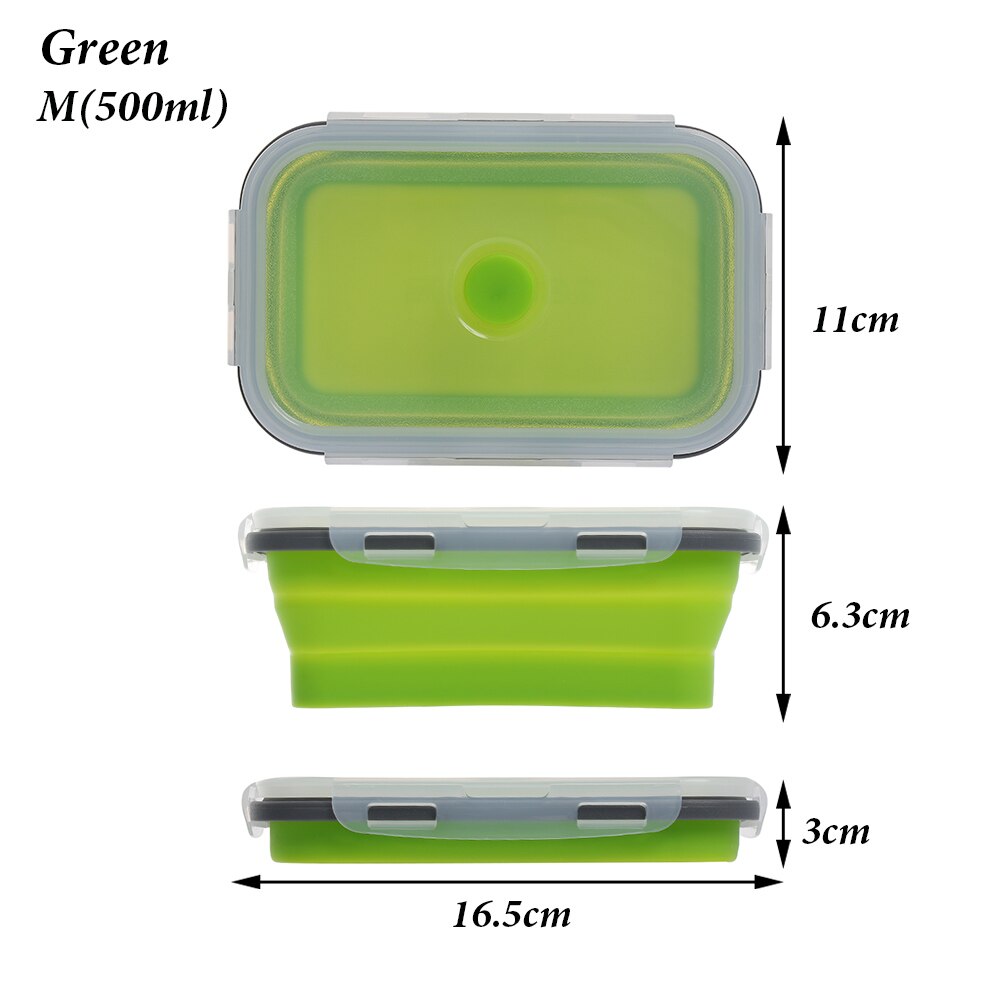 Silicone Folding Lunch Box Rectangle Portable Bowl Food Container Kitchen Picnic Box Eco-Friendly Collapsible Storage Tableware: 6