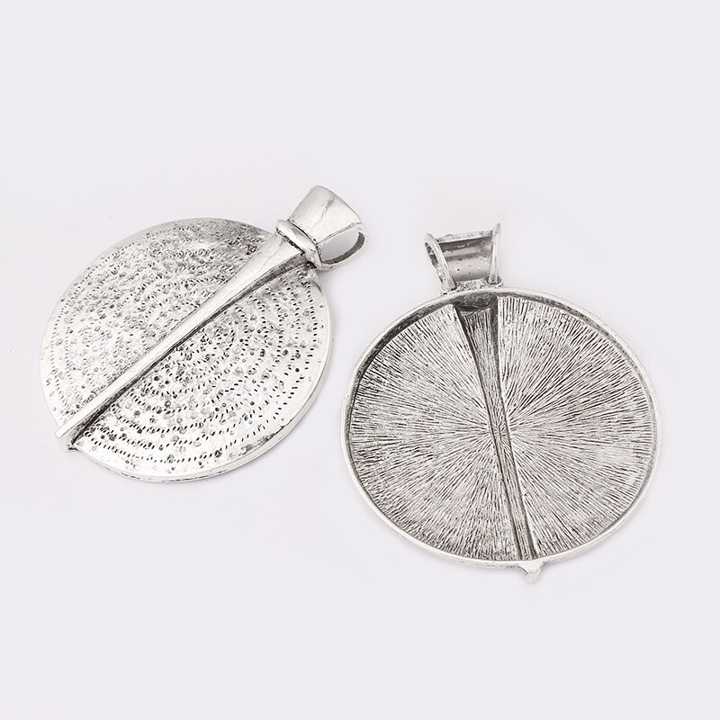 2 stk tibetansk sølv/bronze/verdig stor rund medaljon boho charms vedhæng til halskæde smykker gør fund 84 x 67mm