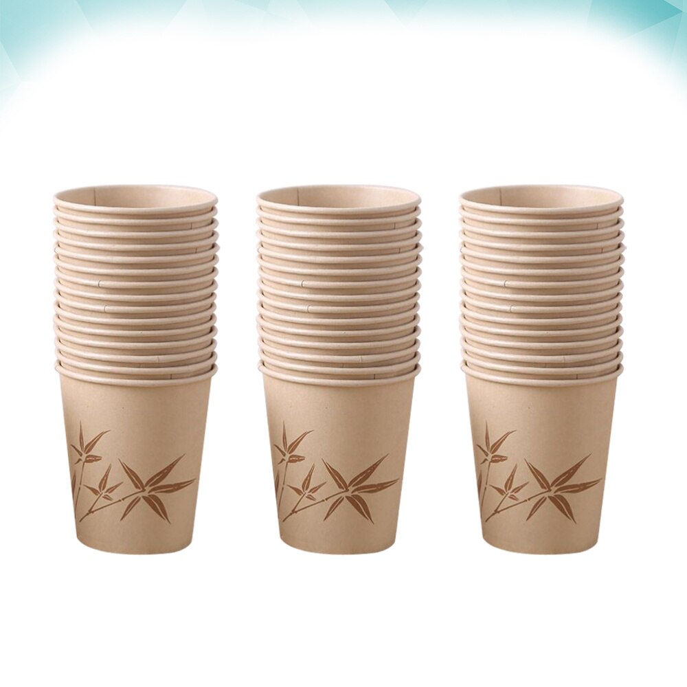 50pcs Paper Cups Disposable Exquisite Thick Bamboo Fiber Decorative Paper Cups for Party Birthday Wedding