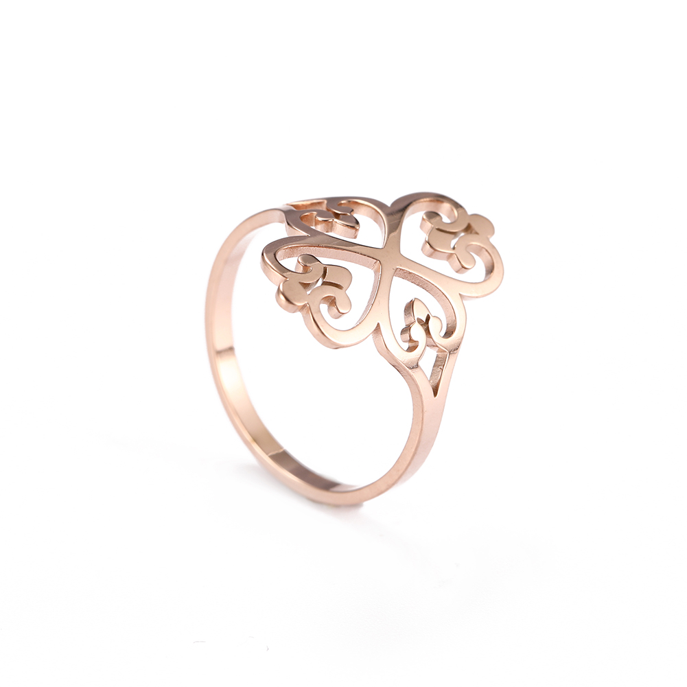 Cazador Vintage fleur filigrane bague femmes couleur or acier inoxydable bagues bijoux anniversaire anniversaire mère: 7 / YELLOW