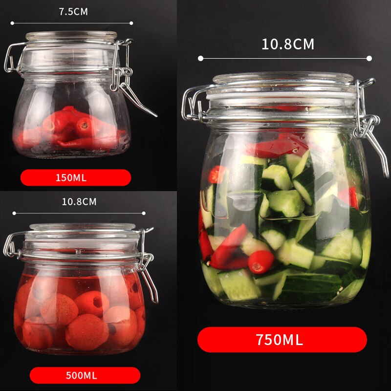Glass Jars With Airtight Lids Mason Jars Glass Jars With Leak Proof Rubber Gasket Storage Jars With Hinged Lid for Home THIN889: Brown