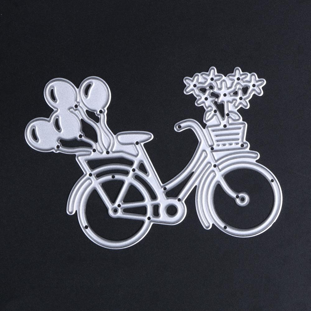 DIY Metal Cutting Dies Stencil For Scrapbooking Lovely Bike Bicycle Paper Card Album Photo Craft Art Embossing Cutting Dies: Silver  8x6cm