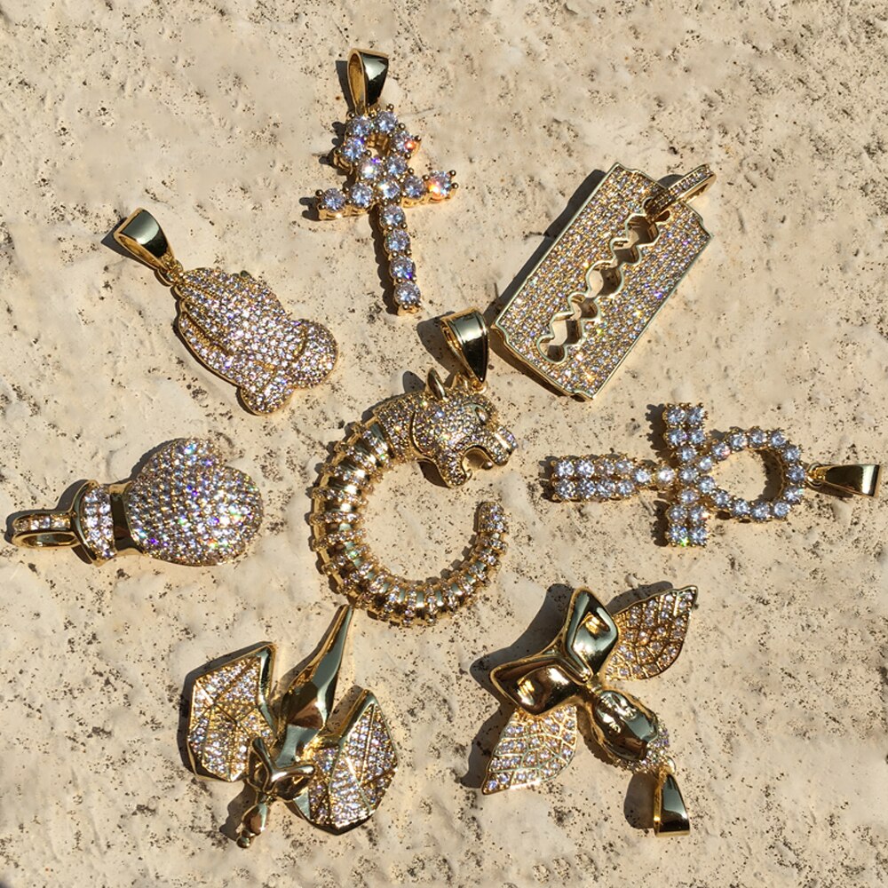 Langtidsholdbare micro pave cz buddha vedhæng halskæde guld kors hip hop smykker til mænd og kvinder jul