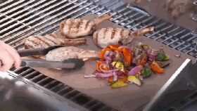 9 Pcs Heat Non-Stick BBQ Mat Fast Copper Resistant Easy Clean Grill Mat Sheet Baking Sheet Portable Outdoor Barbecue Tool