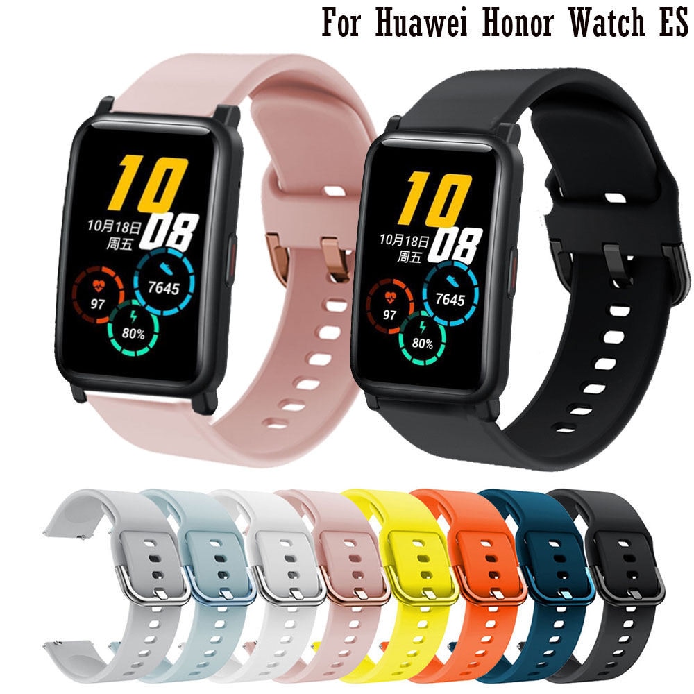 Zachte Siliconen 20Mm Horlogeband Strap Voor Huawei Honor Horloge Es Originele Smartwatch Armband Polsband Correa Horlogebandje Waterdicht