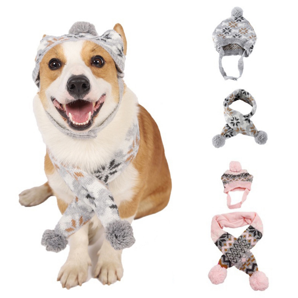 Touca para cachorro listrado, chapéu de buldog, malha, cachecol, boné para cães, inverno, cachorro, corgi, decoração diária