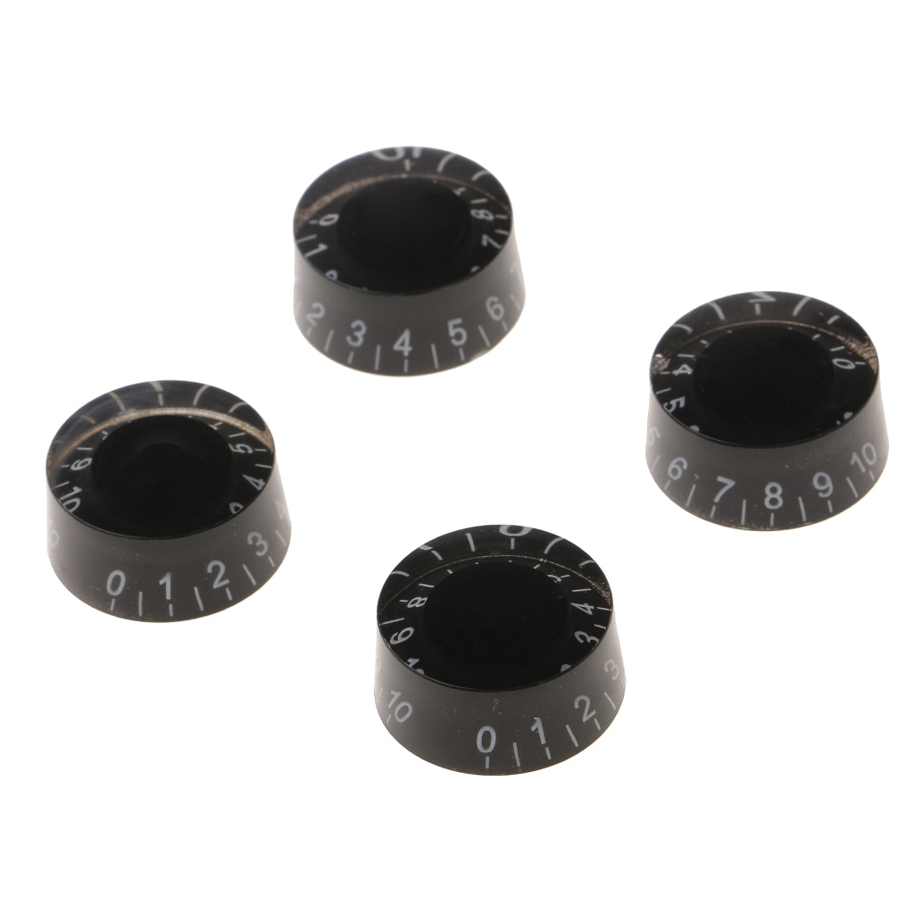 Paquete de 4 perillas de Control de tono de volumen, tapas con número de plástico para guitarra eléctrica Les Paul, color negro