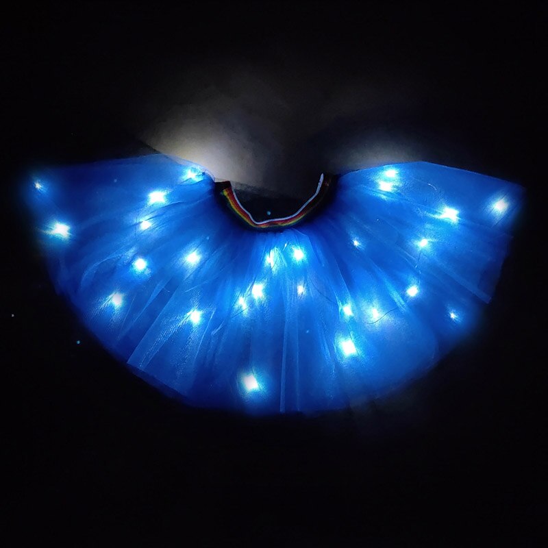 LED Glowing Light Kids Girls Princess Tutu skirts Children Clothing Wedding Party Dancing miniskirt Costume cosplay led clothing: Blue / 100-120CM  height