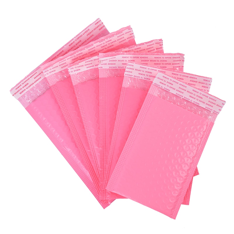 10 st/lot rosa papper bubbel vadderade brev kuvert påse bubbel post kuvert påse förpackning påsar brevpåsar