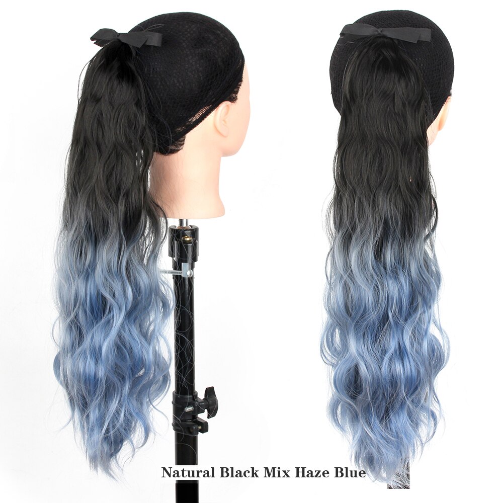 MSTN-Peluca de pelo rizado largo de 60CM, coleta con cola de caballo ombré, horquilla de peluca, extensión de cabello sintético, tocados: 4/27HL