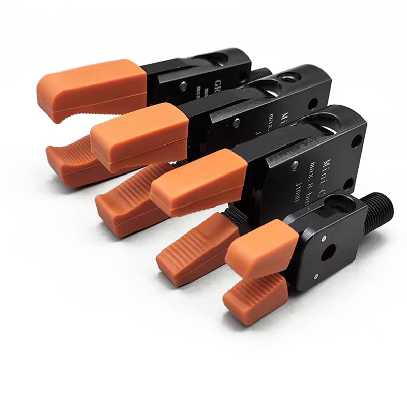 Pneumatic Clamp Manipulator MINI Gripper with Anti Slip Rubber Pad for Injection Molding Grab Water Spout Clip Robot Arm Fixture