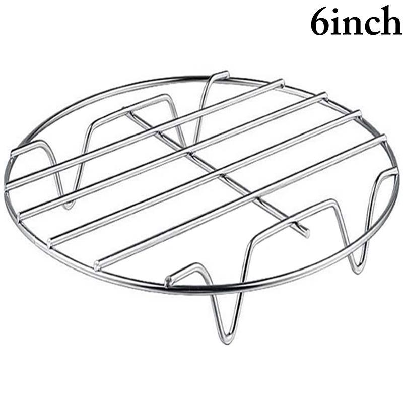 Round Cooking Rack Stainless Steel Non-Stick Grill Stack Rack Circular Wire Rack Steaming Drain Oil Holder Kitchen Cooking Tools: S