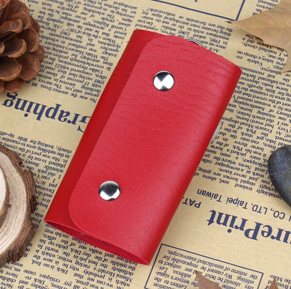 Organizador de llaves con hebilla de charol para hombre y mujer, de , funda para llavero de coche,: Rojo