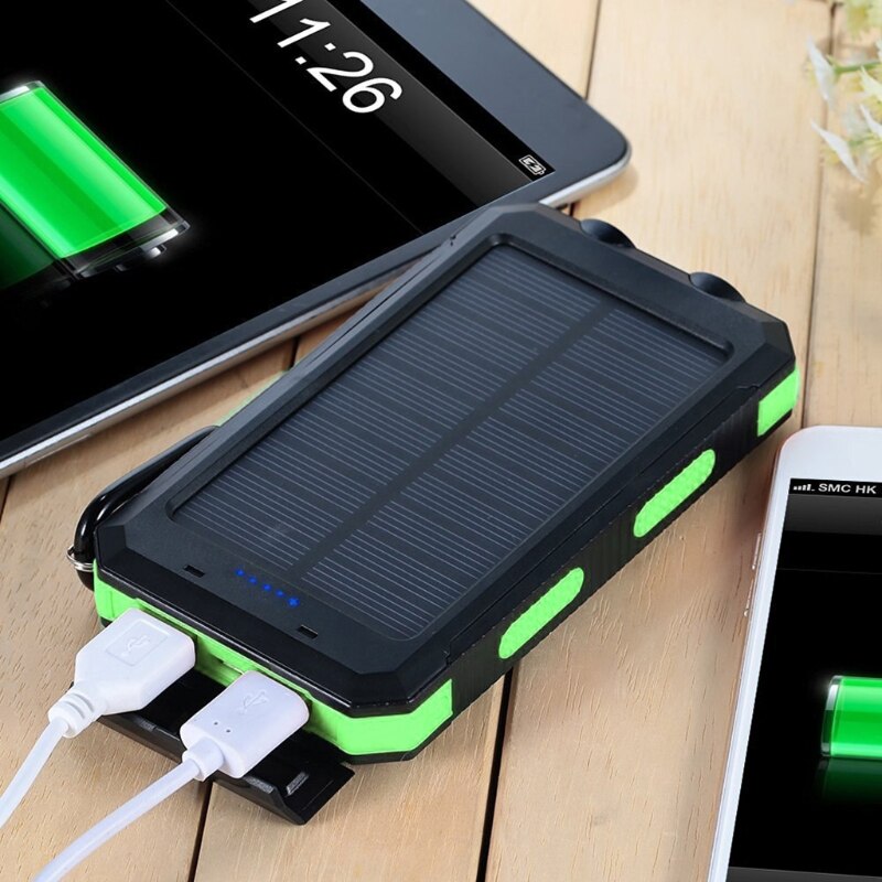 20000mAh Portable Outdoor Solar Power Bank, Solar Charger Camping External Backup Battery Pack with LED Light Waterproof