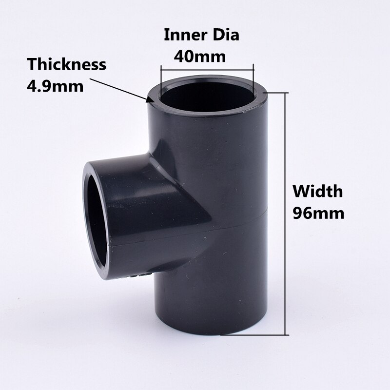 2-10Pcs 20-63mm UPVC Three-Way Joints Garden Irrigation Plastic Water Pipe Fittings Fish Tank Aquarium Accessories: 2Pcs / 40mm inner dia