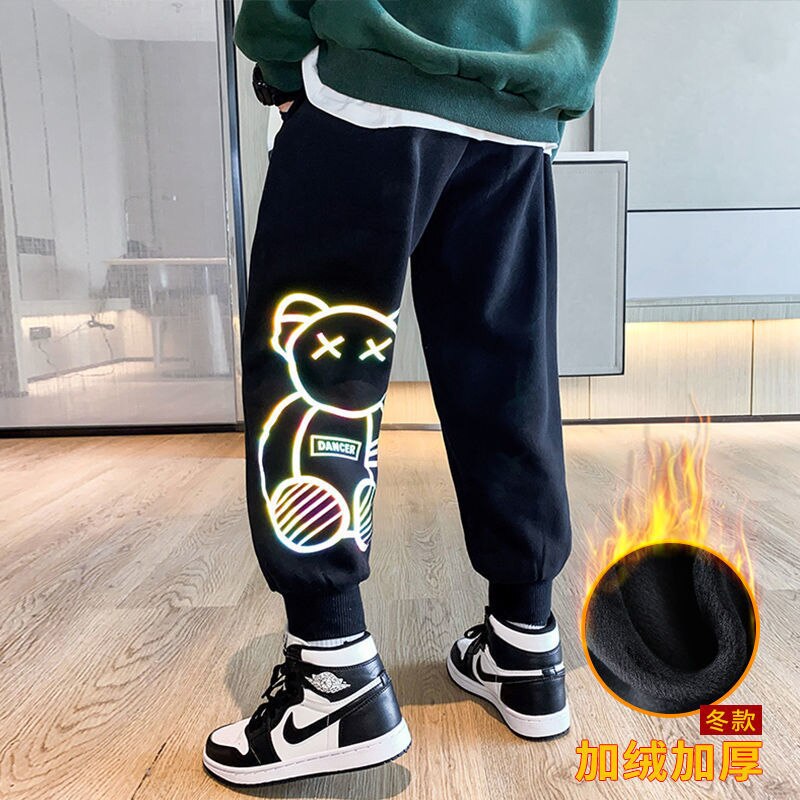 Jongens Pluche Broek Herfst En Winter Kinderen Sport Broek Modieuze Midden En Grote Kinderen Casual Guard Broek broek: 140-130cm