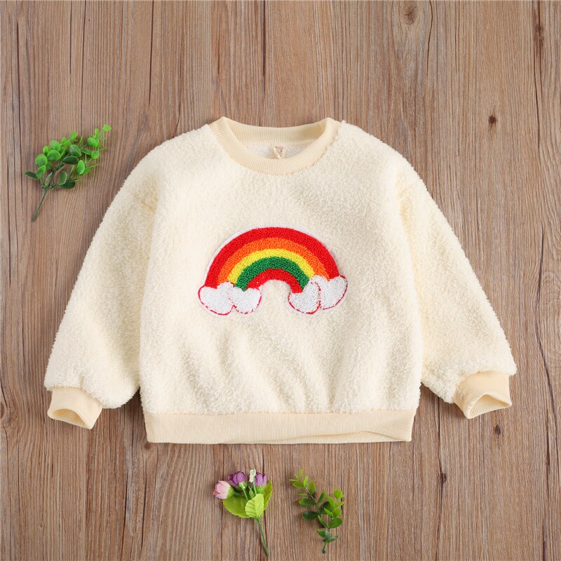 Suéter de otoño para niñas pequeñas de 0 a 3T, patrón de arco iris, estampado de princesa, Top de manga larga, disfraz informal de algodón para niños pequeños