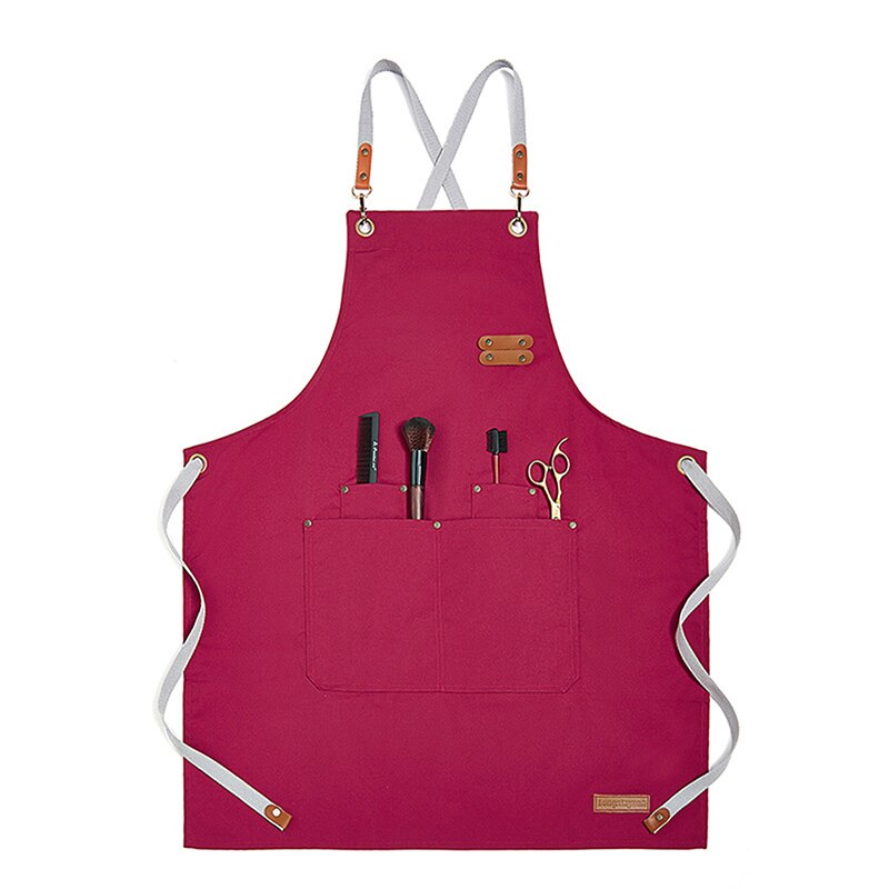 Effen kleur koken keukenschort voor vrouwen mannen chef-kok ober café winkel bbq kapper schorten slabbetjes keuken accessoire: Rood b