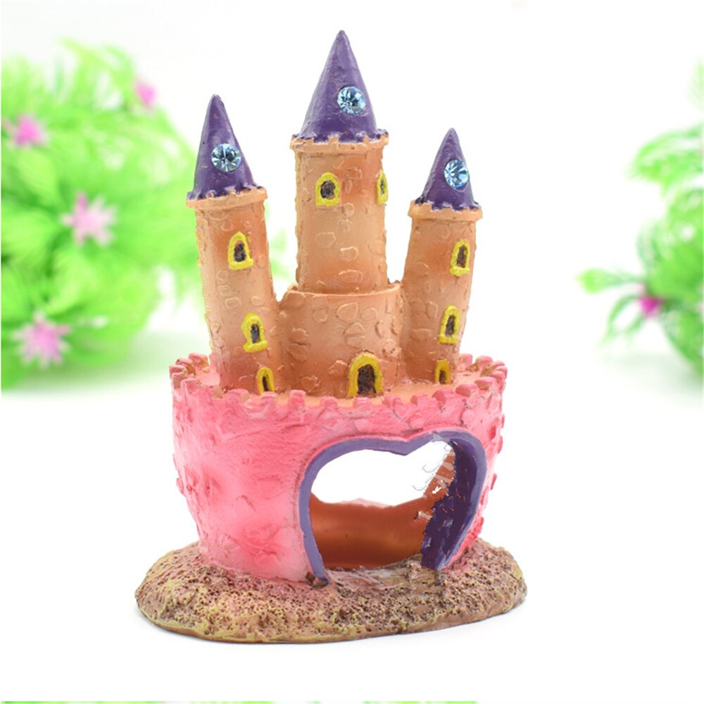 Cartoon Pink Princess Castle Aquariums Decorations Resin Castle Tower Fish Tank Ornaments Home Decoration Aquarium Accessories