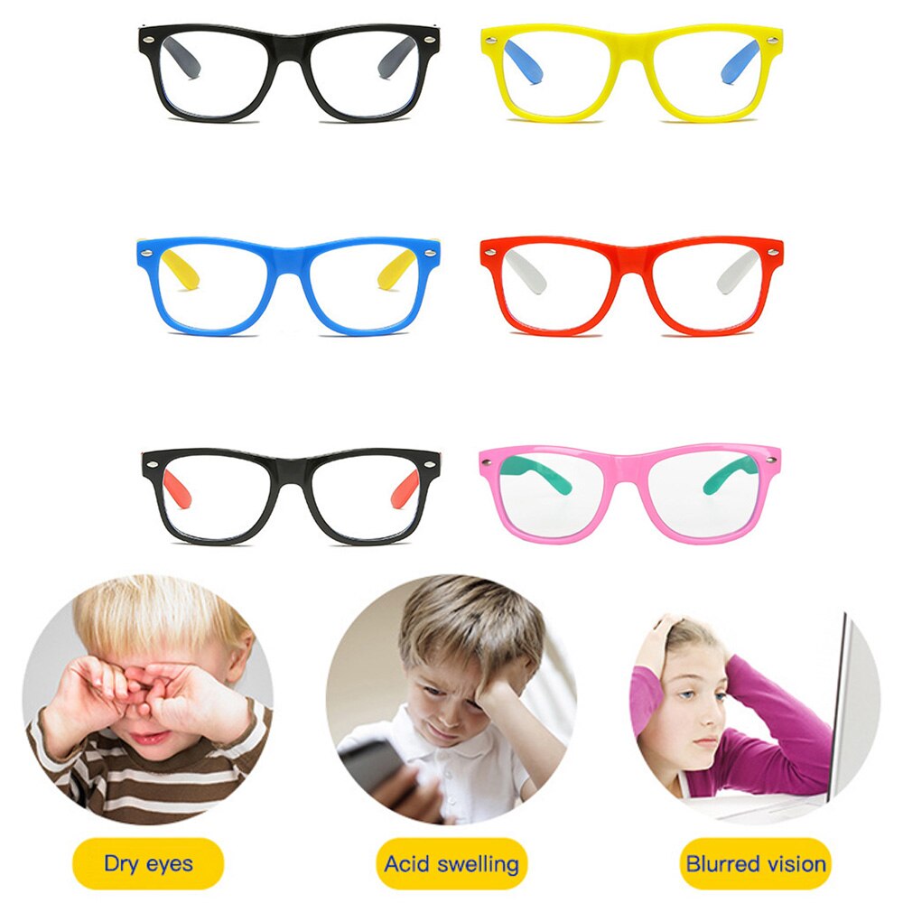 Anti Blue Light Kids Glasses Boys Girls Square Optical Frame Eyeware Computer Transparent Eyeglasses Candy Color Reading Glasses