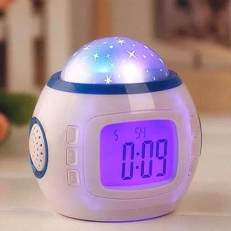 Sky Ster Kinderen Babykamer Nachtlampje Projector Lamp Slaapkamer Muziek Wekker Ochtend Wakker Wekkers Desktop Naast @ L