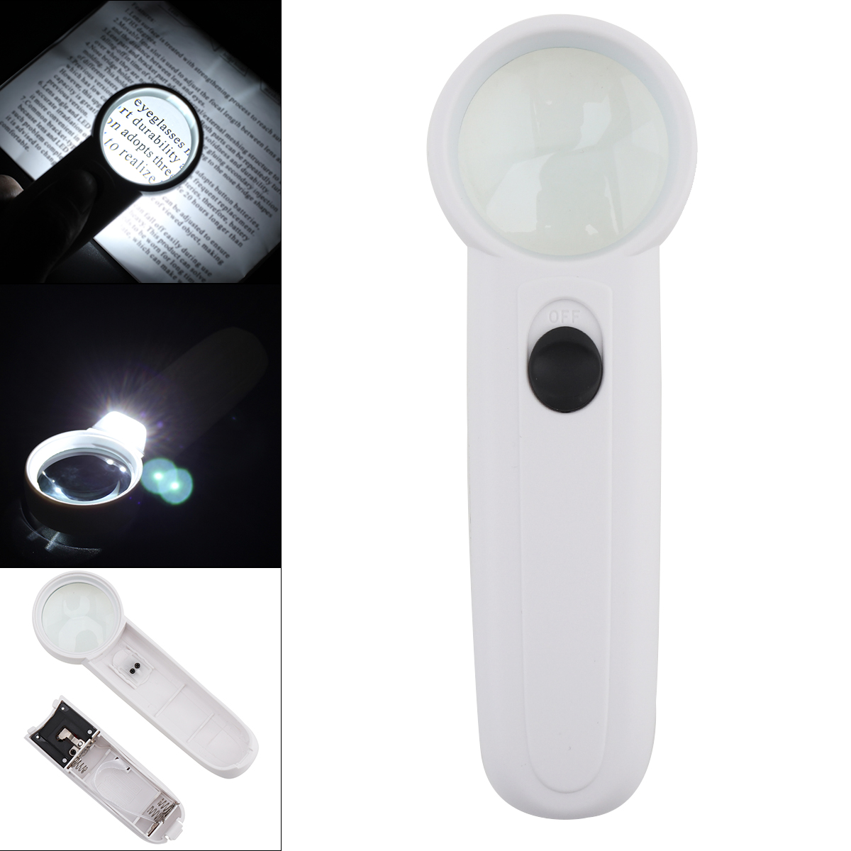 Multifunksjonell 15x- forstørrelseslampe bærbar håndholdt smykkeforstørrelsesglass leser kart avisforstørrelsesglassverktøy med led-lys