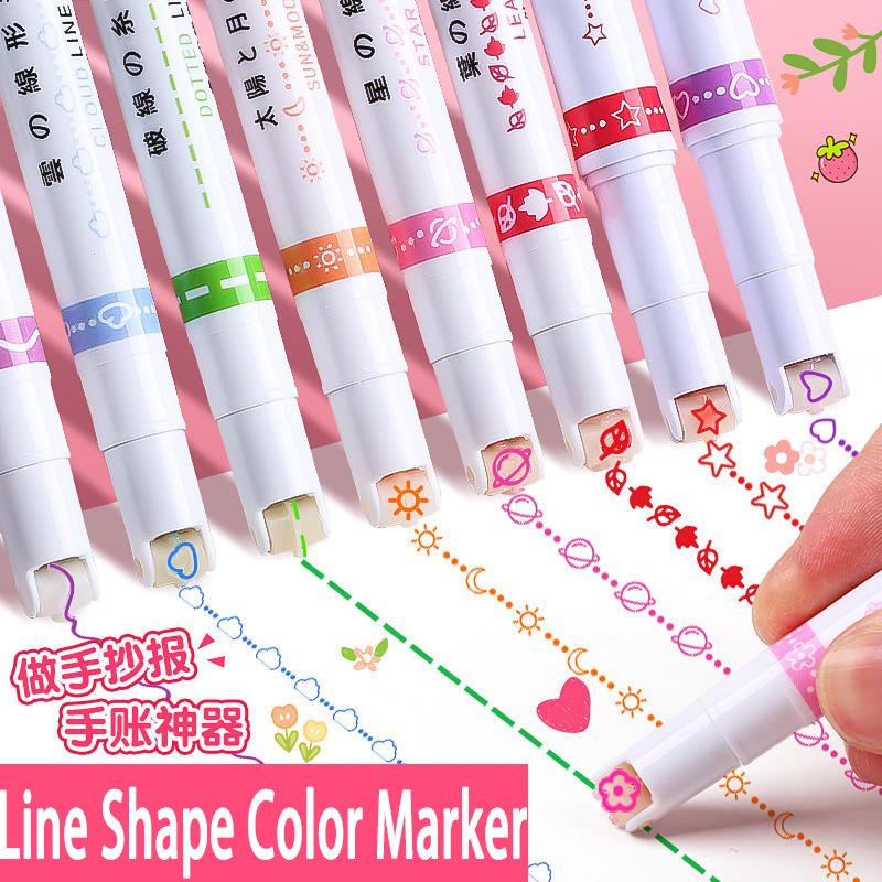 24/3 PCS Kawaii Bloemen Lijnvormige Markeerstiften Roller Tip Curve Liner Marker voor Schrijven Journaling Tekening Briefpapier