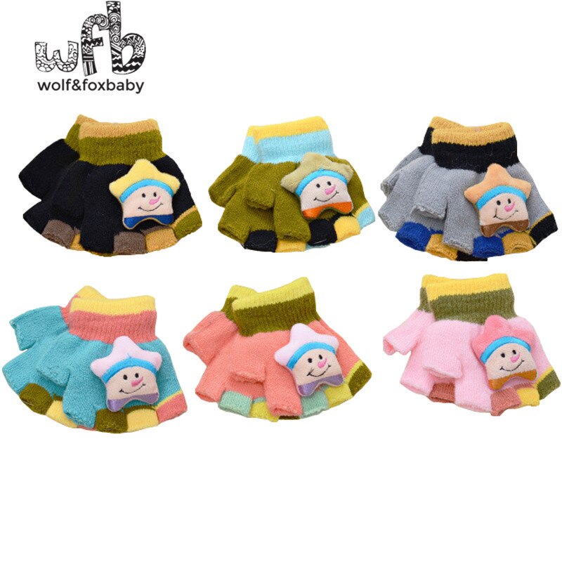 Retail 2-7years Gloves Mittens 3D exposed fingers kids boys girls child children infant spring fall autumn