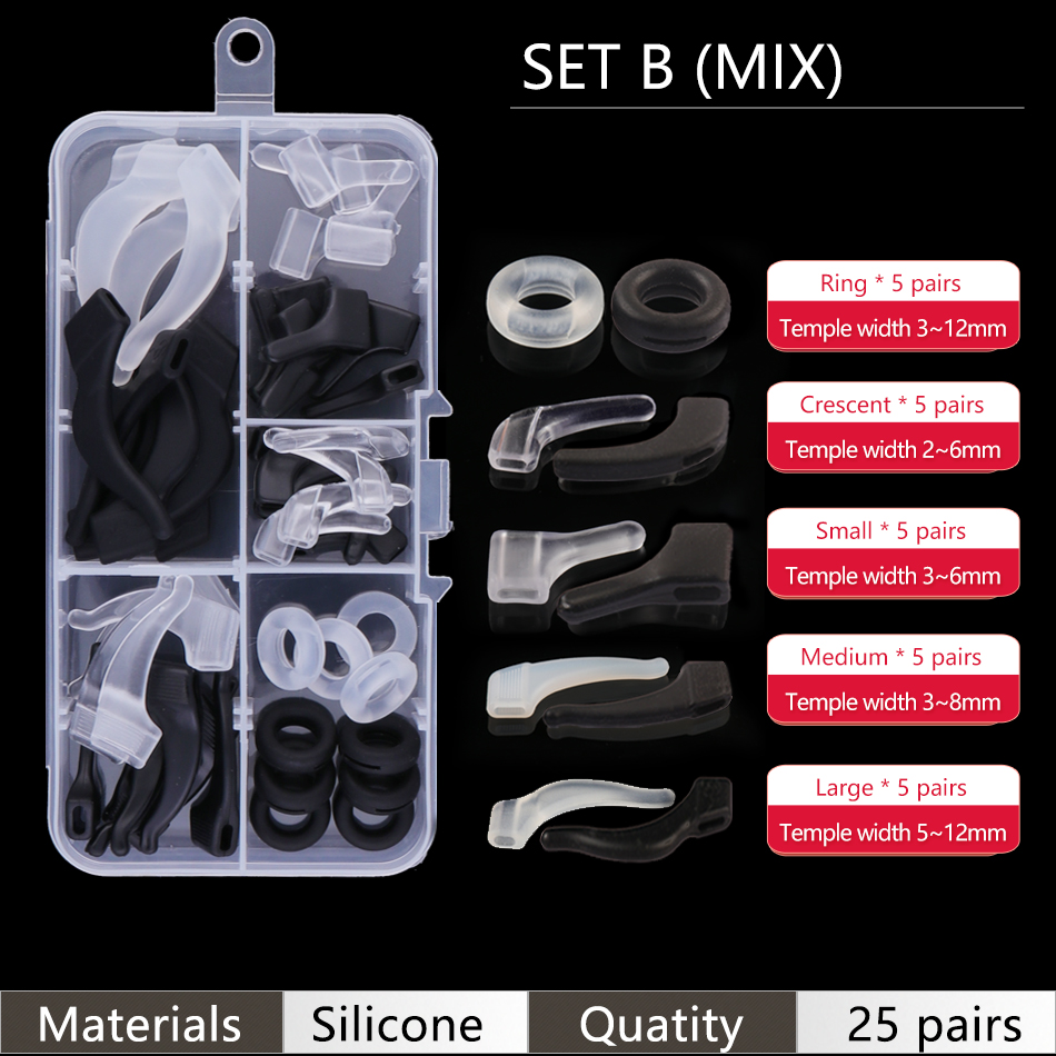 Ear Grip Hooks Anti-slip Holder Glasses Sunglasses Silicone Ear Hook Set For Eyeglasses Eyewear Accessories: Red