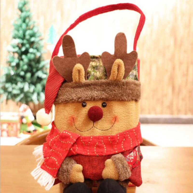 Most Popular Decoration Candy Bag And Socks Santan Bag Cute Santan Shape Storage Bag Household Christmas 2 In 1: C