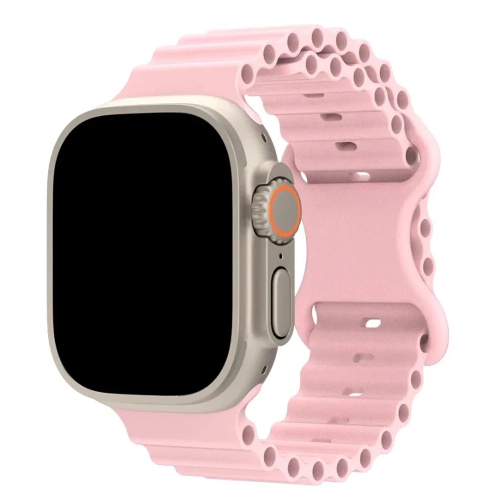Armband för apple watch ultra band 49mm ultra 1 ultra 2 49mm ocean belt sport silikonarmband corrrea för iwatch-serien ultra 49: Rosa