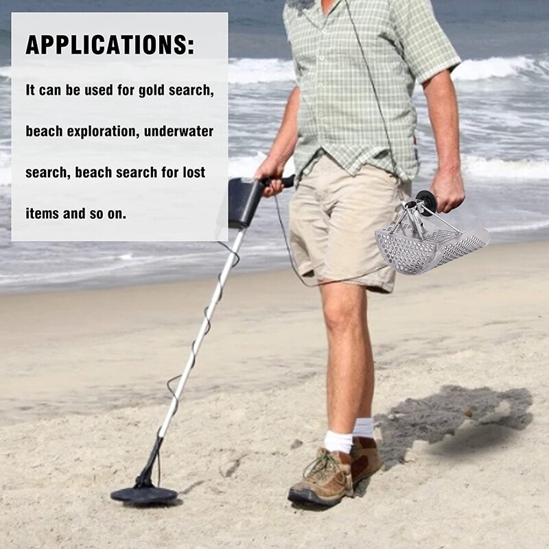 Metaaldetector Zand Scoop Metaal Detecteren Strand Scoop Rvs Met Hexahedron 0.39in Gaten Voor Schatzoeken