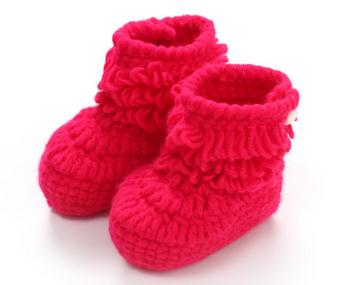 Babysko ny strik baby blød bund småbørnssko høj hjælp høj dåse støvler baby baby sko og sokker 11cm: Rød