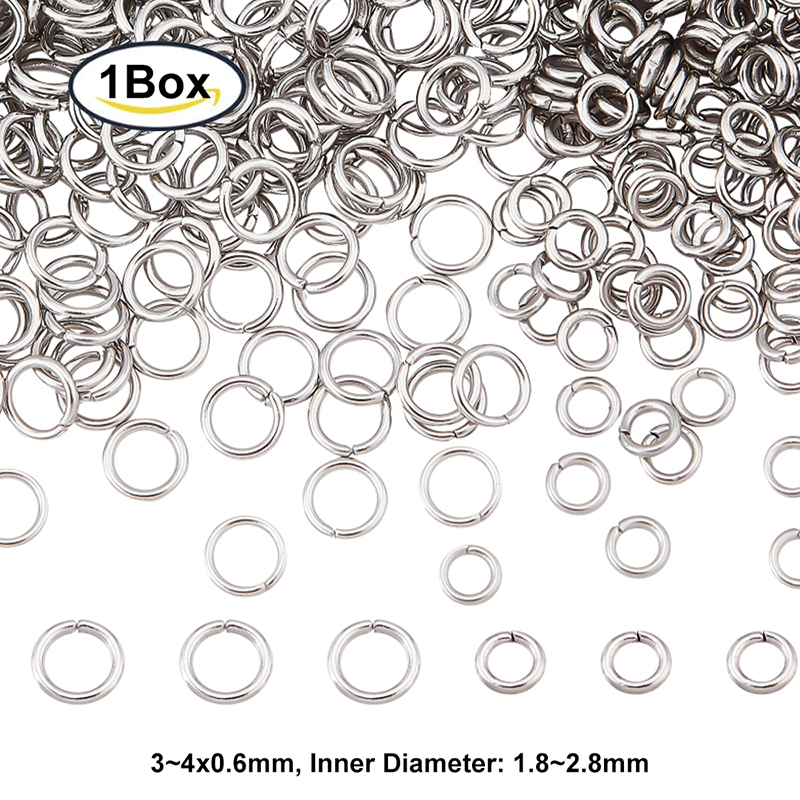 1 doos 1100 st 2 stijl roestvrij staal open ringetjes connectoren koppelring ringetjes bulk voor sieraden maken maliënkolder ring: WHITE
