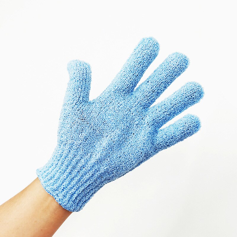 Bad til peeling eksfolierende handske scrub handsker modstand kropsmassage svamp vask huden fugtgivende spa skum: Blå 2pc