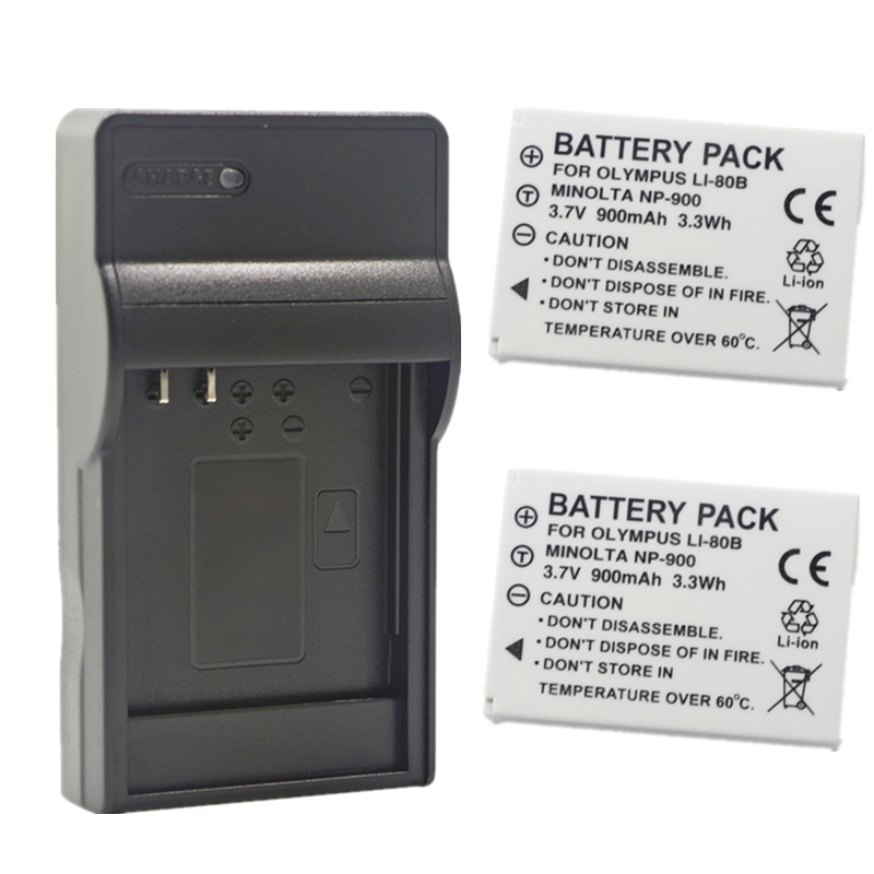 Li-80B Batterij Of Oplader Voor Olympus T-100 T-110 X-36 X-960 Konica Minolta NP-900 Dimage E40 E50: RED