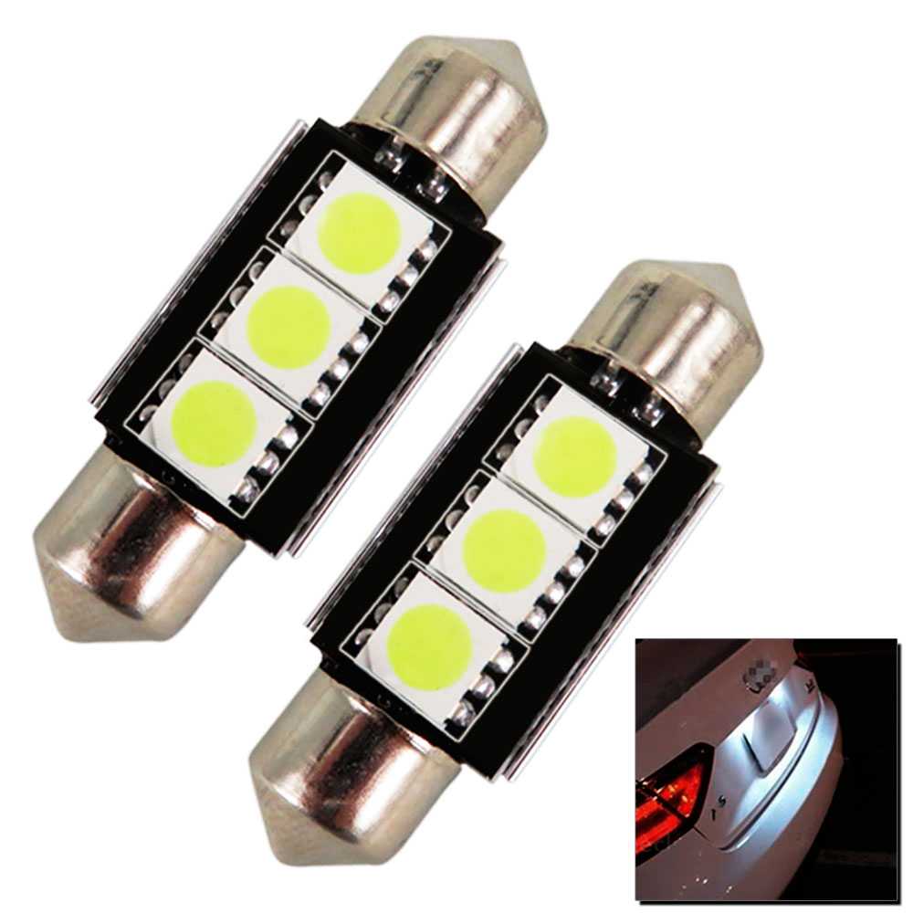 2 Bombillas de Coche 3 Led C5W 36mm de Posicion DC 12V Blanco