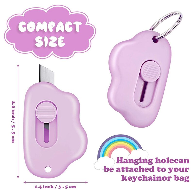 PPYY-8Stck Mini Dienstprogramm Messer Wolke Förmigen Kasten Cutter Versenkbare knapp Öffner Papier Umschlag Rollen Karton Tragbare Cutter