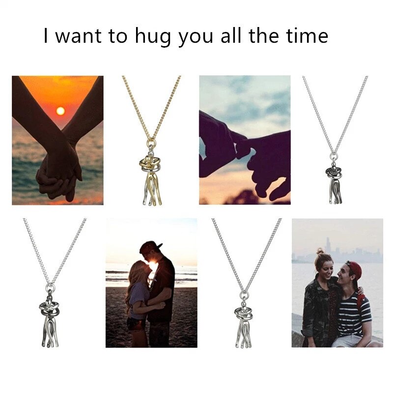 2022 Affectionate Hug Necklace Valentine's Day Couples Anniversary Punk Street Style Pendant Necklace